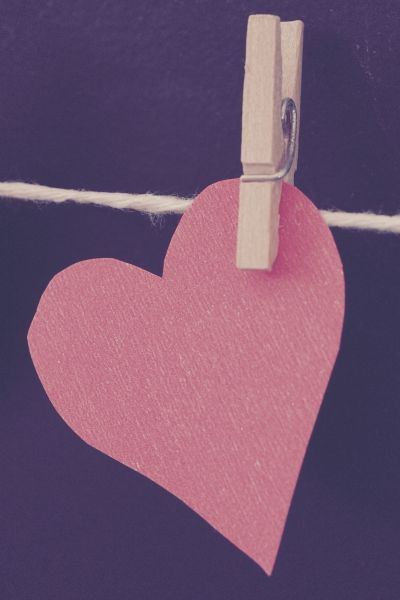 Heart on a clothespin line